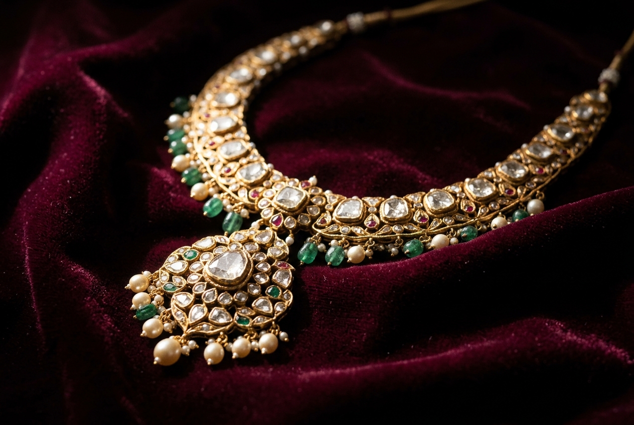 Traditional polki — uncut diamonds set in the age-old way, the soul of heritage jewellery.
